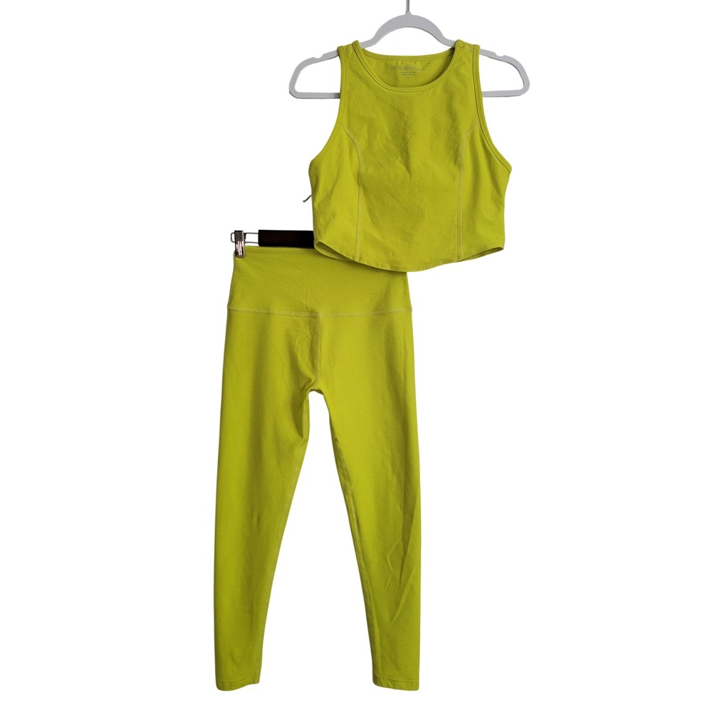 Beyond Yoga Green Spacedye Activewear Set Crop Tank & High Waist Leggings Medium